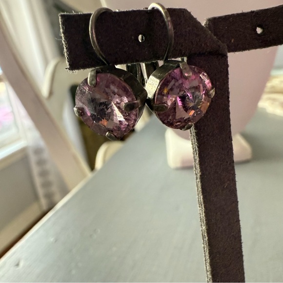 Sabika Crystal Silver Tone Dangle Earrings - Picture 10 of 12